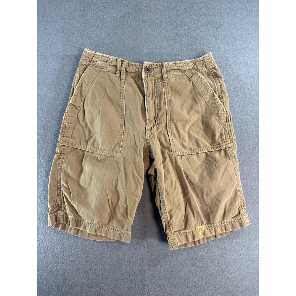 Y2K American Eagle Outfitters Cargo Shorts Mens 32 Beige Canvas 11 Inseam Casual